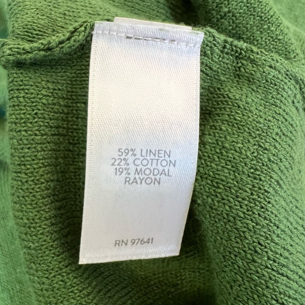 J.Jill Linen/modal lightweight Sweater. Moss Green. LP. - Picture 3 of 8